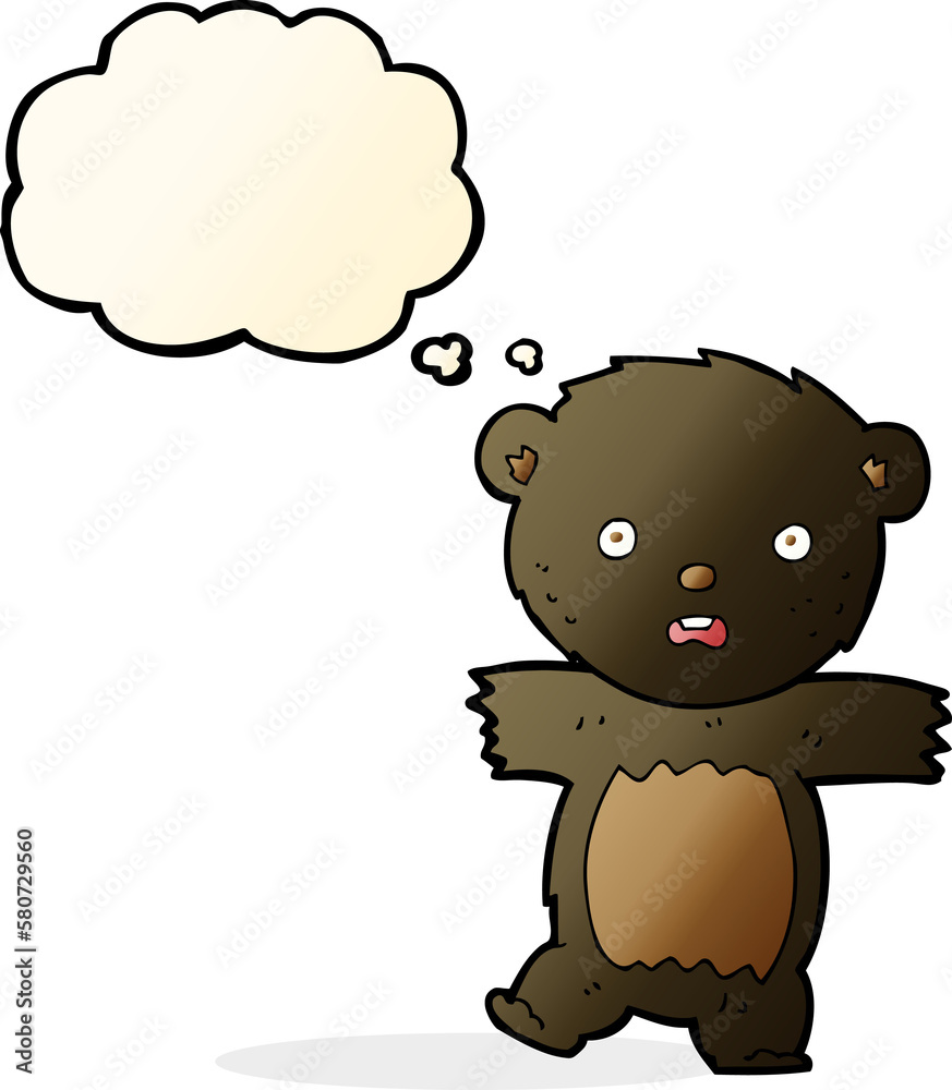 cartoon shocked black bear cub with speech bubble cartoon shocked black bear cub with speech bubble