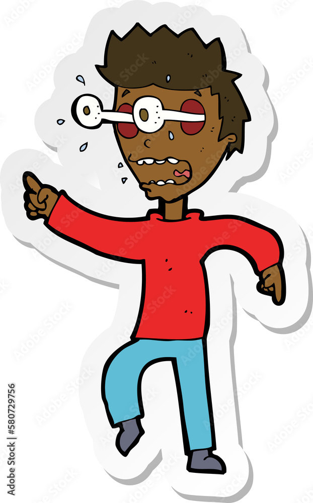 sticker of a cartoon man with popping out eyes sticker of a cartoon man with popping out eyes