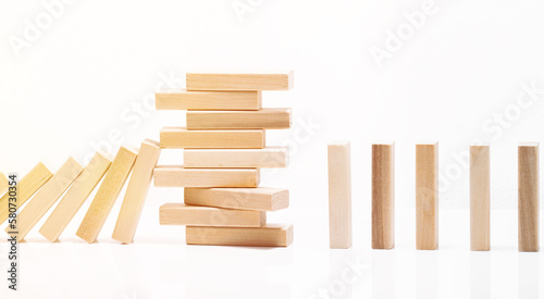 Blocks wood game (jenga) on white background.