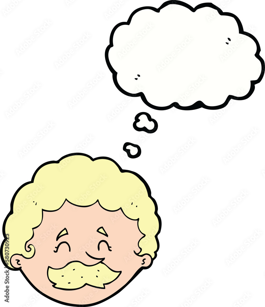 cartoon man with mustache with thought bubble cartoon man with mustache with thought bubble