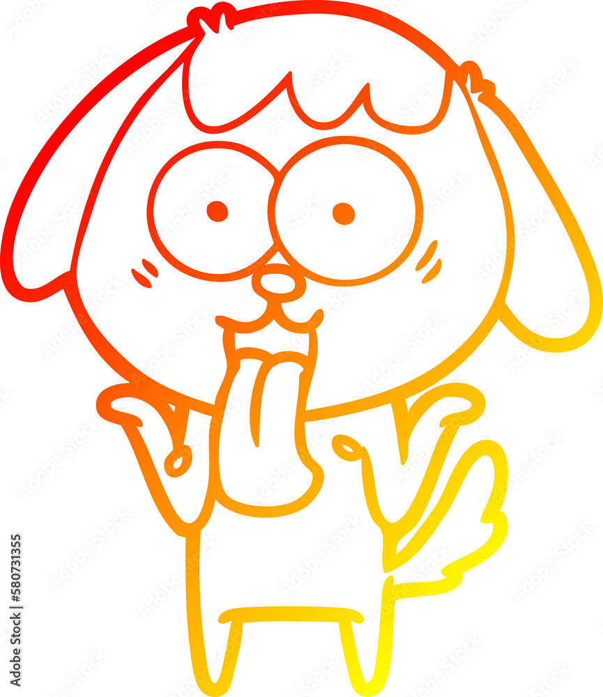 warm gradient line drawing cute cartoon dog