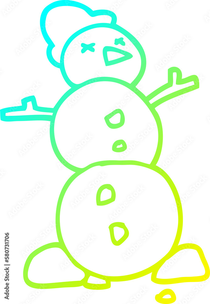 cold gradient line drawing cartoon traditional snowman cold gradient line drawing cartoon traditional snowman