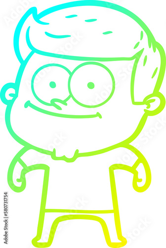 cold gradient line drawing cartoon happy man