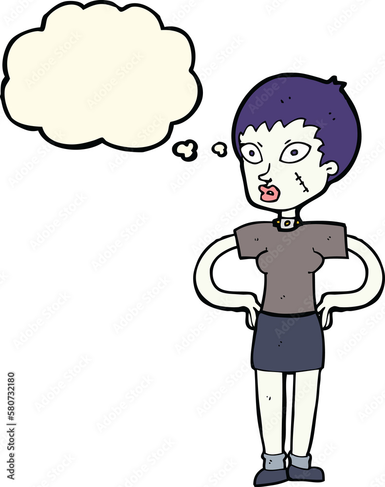 cartoon halloween girl with thought bubble cartoon halloween girl with thought bubble