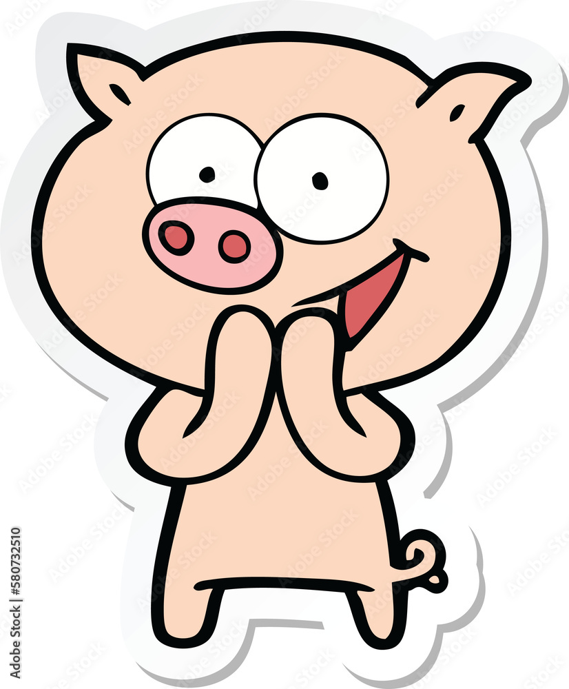 Fototapeta premium sticker of a cheerful pig cartoon
