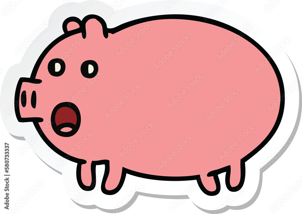 sticker of a cute cartoon pig