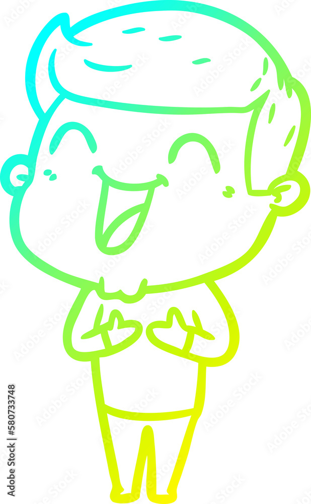 Obraz premium cold gradient line drawing cartoon man laughing