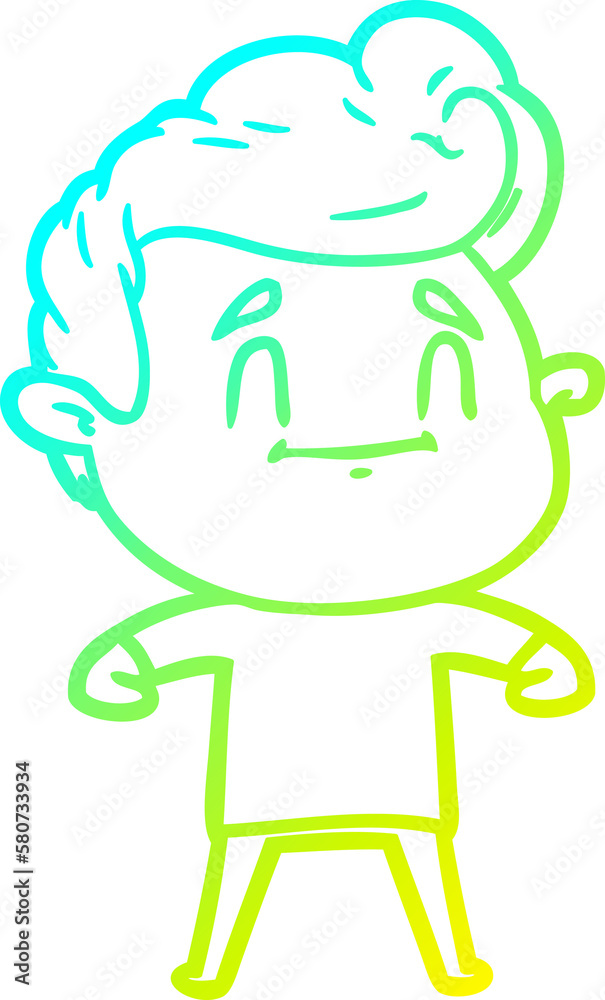 cold gradient line drawing happy cartoon man cold gradient line drawing happy cartoon man