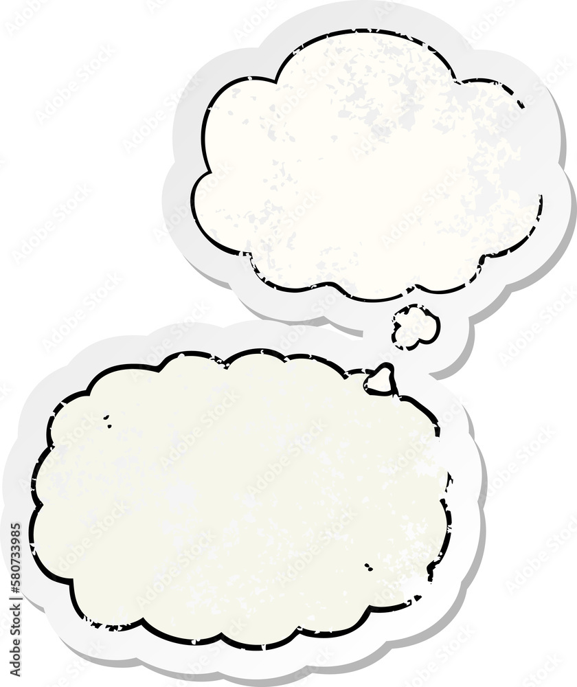 cartoon cloud and thought bubble as a distressed worn sticker cartoon cloud and thought bubble as a distressed worn sticker