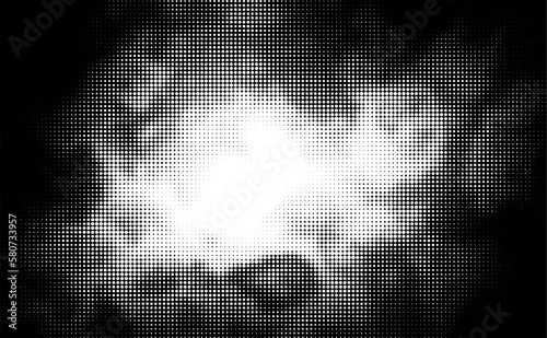Monochrome gradient halftone dots background. Vector illustration