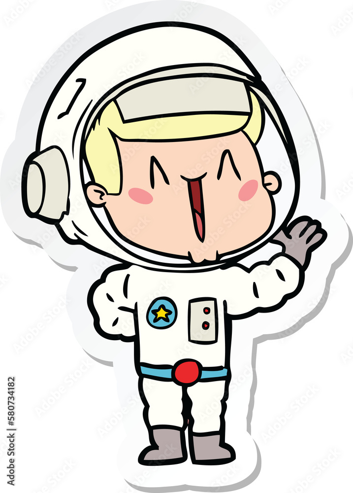 sticker of a singing cartoon astronaut