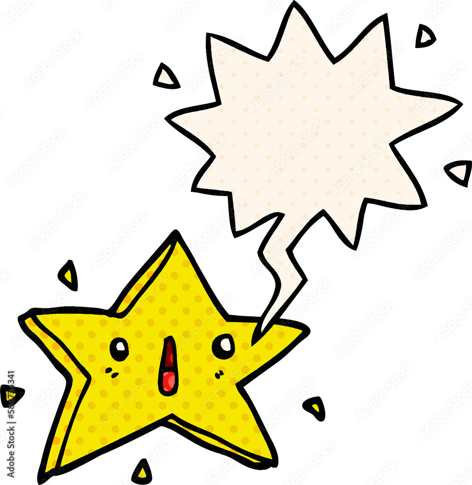 cute cartoon star and speech bubble in comic book style cute cartoon star and speech bubble in comic book style