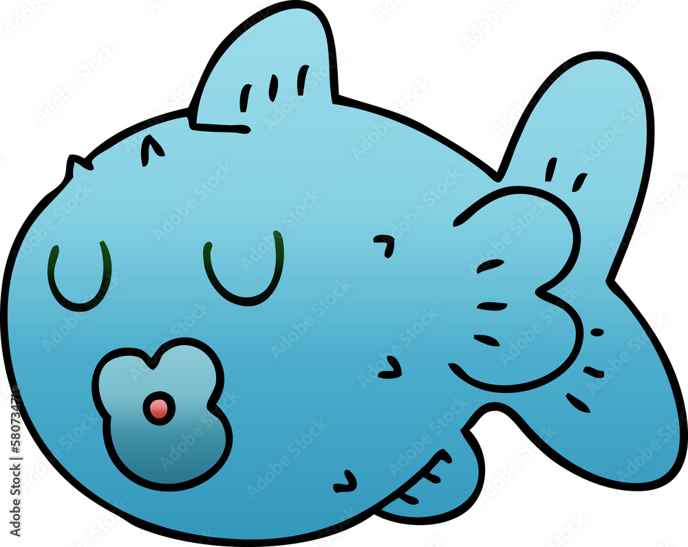 quirky gradient shaded cartoon fish