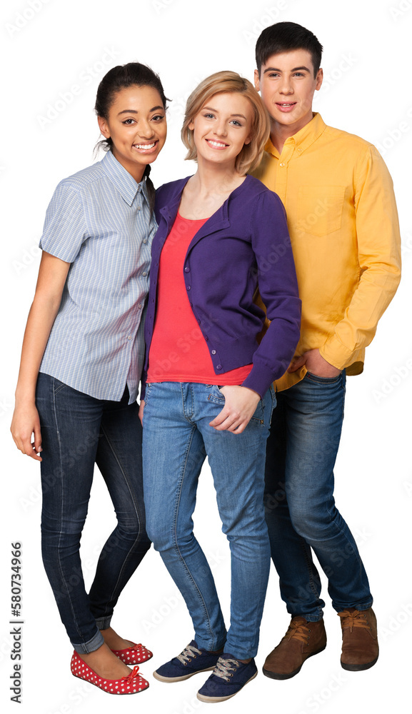 Cheerful Multi-Ethnic Group College Students Cheerful Multi-Ethnic Group College Students