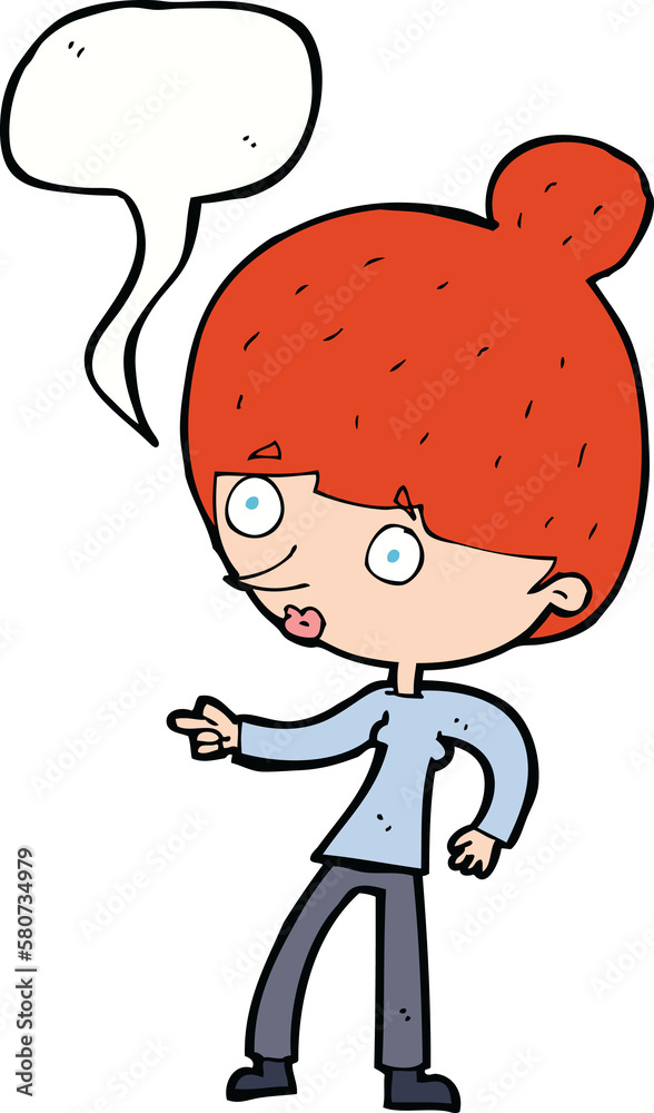 cartoon woman pointing with speech bubble cartoon woman pointing with speech bubble