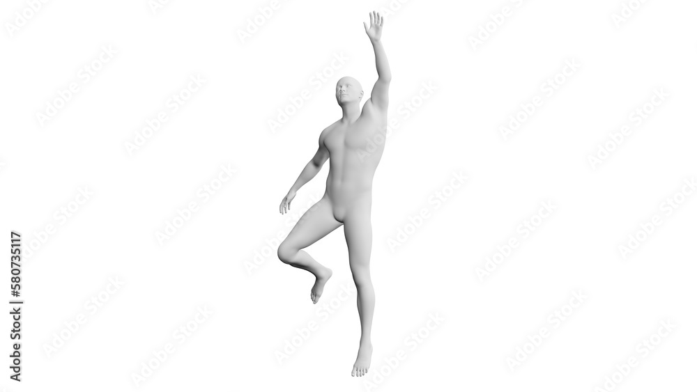 Beautiful young man posing, isolated on white background. 3d illustration (rendering). Artificial intelligence, android, mannequin Beautiful young man posing, isolated on white background. 3d illustration (rendering). Artificial intelligence, android, mannequin