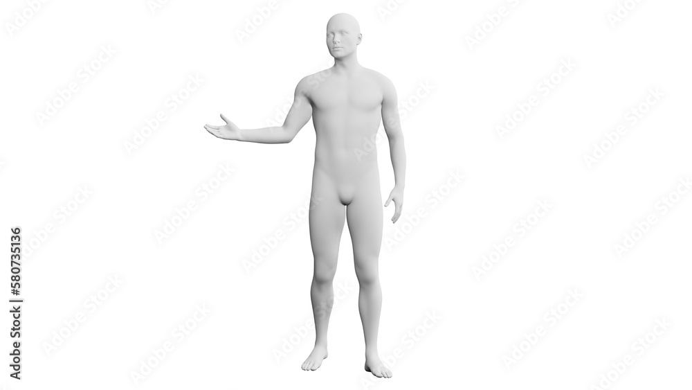 Beautiful young man posing, isolated on white background. 3d illustration (rendering). Artificial intelligence, android, mannequin Beautiful young man posing, isolated on white background. 3d illustration (rendering). Artificial intelligence, android, mannequin