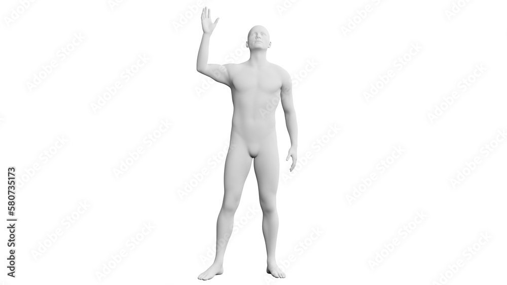 Beautiful young man posing, isolated on white background. 3d illustration (rendering). Artificial intelligence, android, mannequin Beautiful young man posing, isolated on white background. 3d illustration (rendering). Artificial intelligence, android, mannequin