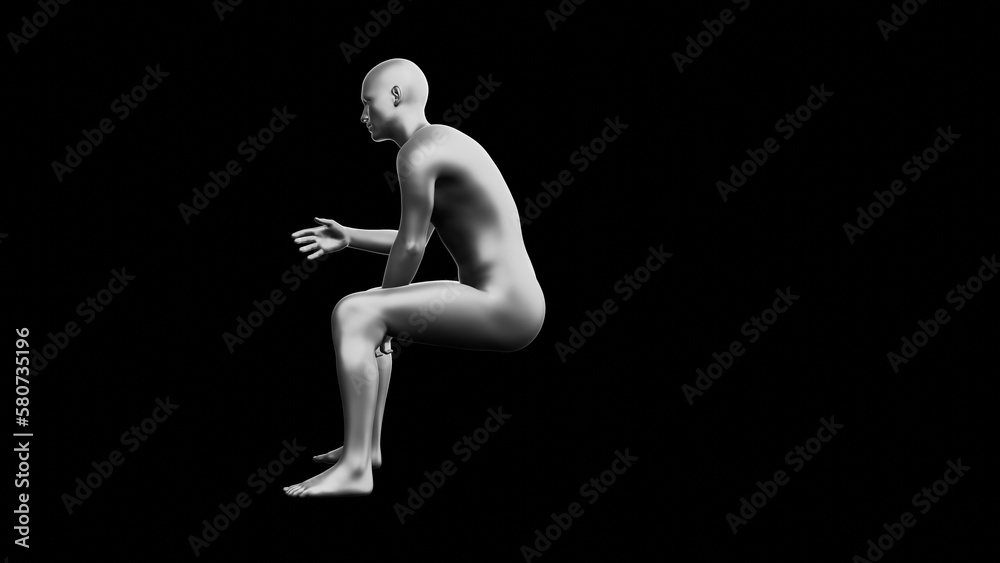 Beautiful young man posing, isolated on black background. 3d illustration (rendering). Silver mannequin, android Beautiful young man posing, isolated on black background. 3d illustration (rendering). Silver mannequin, android