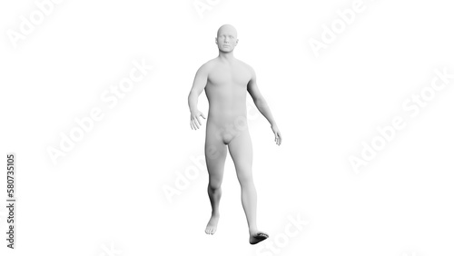 Beautiful young man posing  isolated on white background. 3d illustration  rendering . Artificial intelligence  android  mannequin