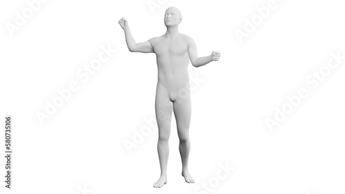 Beautiful young man posing, isolated on white background. 3d illustration (rendering). Artificial intelligence, android, mannequin © Mihai Zaharia