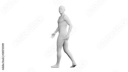 Beautiful young man posing  isolated on white background. 3d illustration  rendering . Artificial intelligence  android  mannequin
