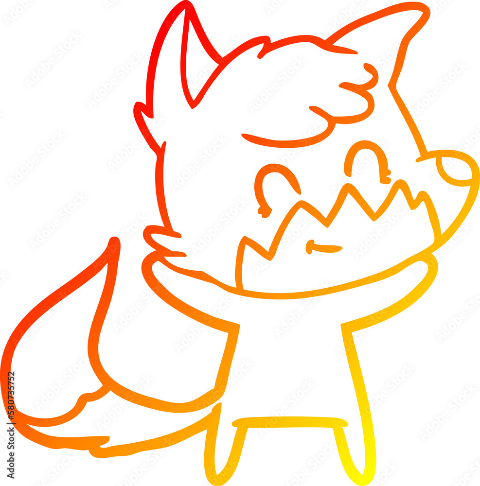 warm gradient line drawing cartoon happy fox warm gradient line drawing cartoon happy fox