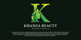 Luxury design vector Illustration of green gradient color monogram beauty Logo Initial Letter K
