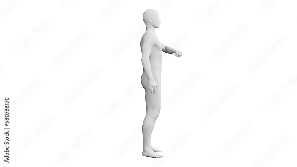Beautiful young man posing, isolated on white background. 3d illustration (rendering). Artificial intelligence, android, mannequin Beautiful young man posing, isolated on white background. 3d illustration (rendering). Artificial intelligence, android, mannequin