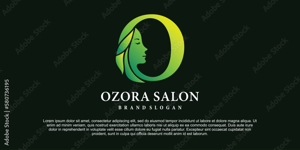 Luxury design vector Illustration of green gradient color monogram beauty Logo Initial Letter O