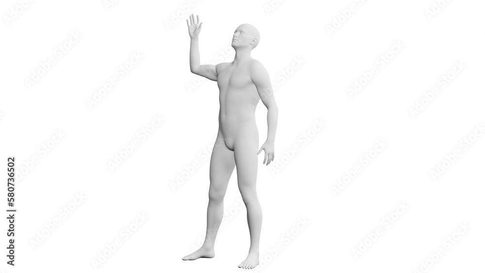 Beautiful young man posing, isolated on white background. 3d illustration (rendering). Artificial intelligence, android, mannequin Beautiful young man posing, isolated on white background. 3d illustration (rendering). Artificial intelligence, android, mannequin