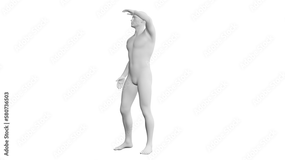 Beautiful young man posing, isolated on white background. 3d illustration (rendering). Artificial intelligence, android, mannequin Beautiful young man posing, isolated on white background. 3d illustration (rendering). Artificial intelligence, android, mannequin