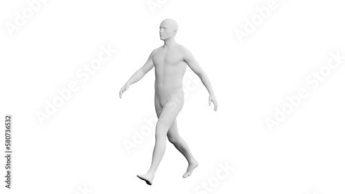 Beautiful young man posing  isolated on white background. 3d illustration  rendering . Artificial intelligence  android  mannequin