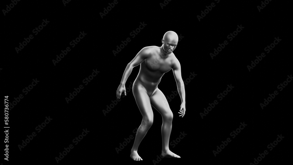 Beautiful young man posing, isolated on black background. 3d illustration (rendering). Silver mannequin, android Beautiful young man posing, isolated on black background. 3d illustration (rendering). Silver mannequin, android
