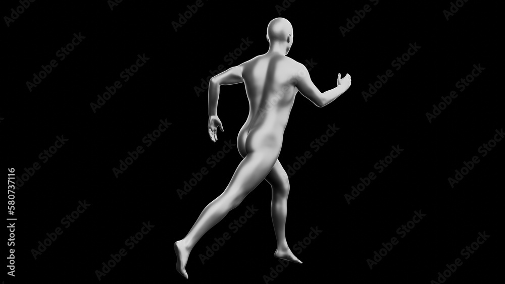 Beautiful young man posing, isolated on black background. 3d illustration (rendering). Silver mannequin, android Beautiful young man posing, isolated on black background. 3d illustration (rendering). Silver mannequin, android