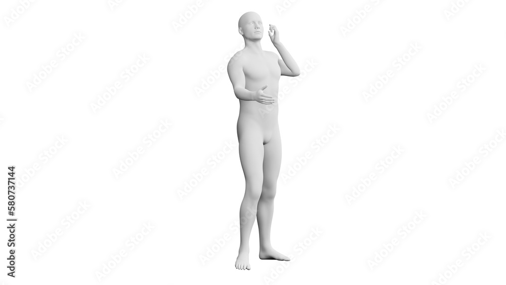 Beautiful young man posing, isolated on white background. 3d illustration (rendering). Artificial intelligence, android, mannequin Beautiful young man posing, isolated on white background. 3d illustration (rendering). Artificial intelligence, android, mannequin