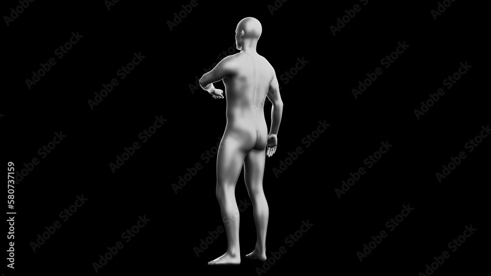 Beautiful young man posing, isolated on black background. 3d illustration (rendering). Silver mannequin, android Beautiful young man posing, isolated on black background. 3d illustration (rendering). Silver mannequin, android