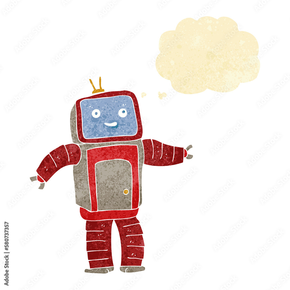 cartoon robot with thought bubble cartoon robot with thought bubble