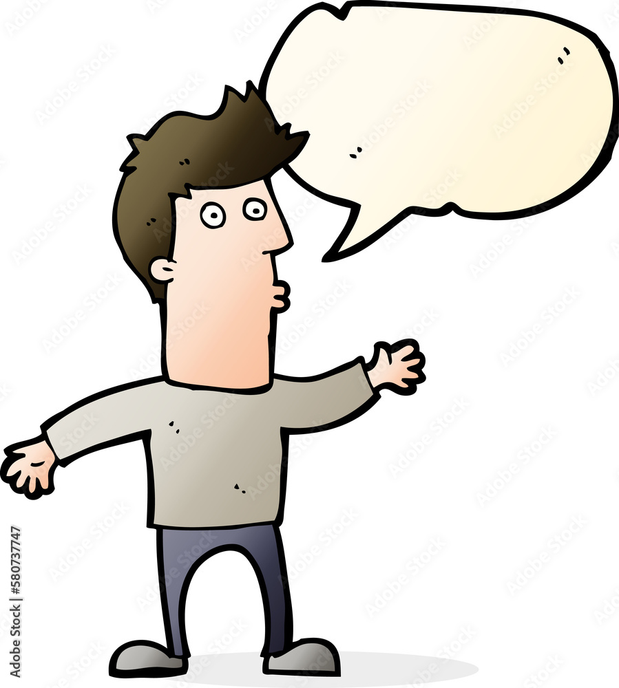 Fototapeta premium cartoon surprised man with speech bubble
