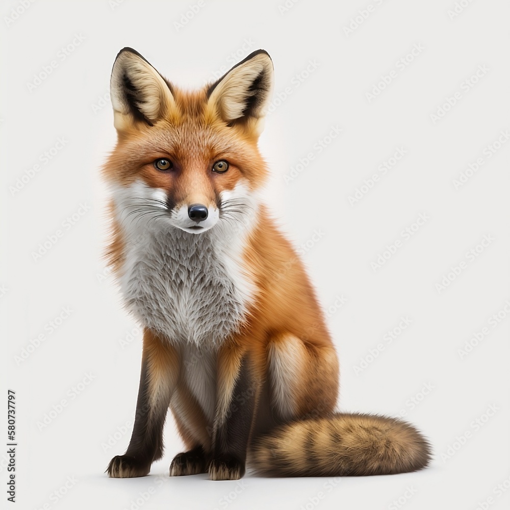 Fototapeta premium Fox in front of a white background, generative ai