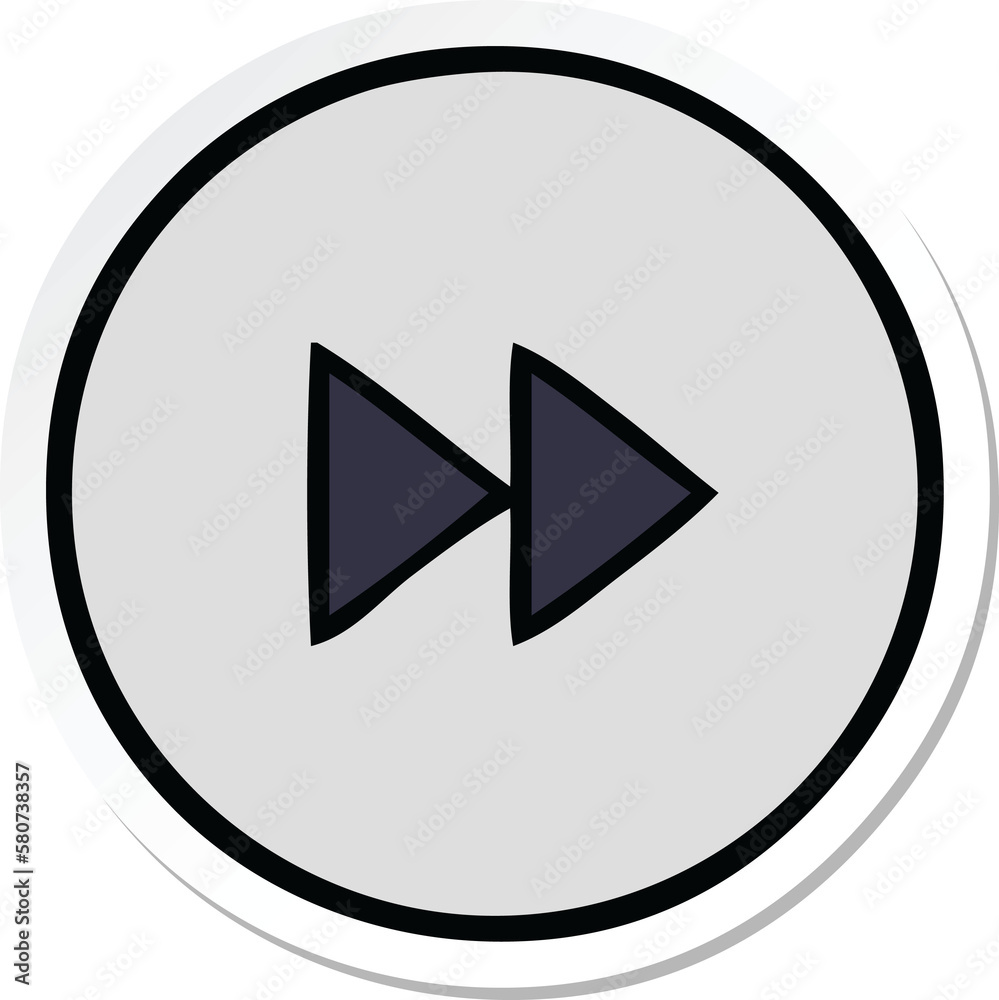 sticker of a cute cartoon fast forward button sticker of a cute cartoon fast forward button