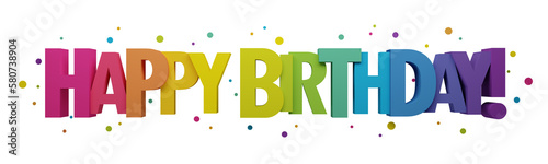 Canvas Print 3D render of HAPPY BIRTHDAY! colorful typography on transparent background