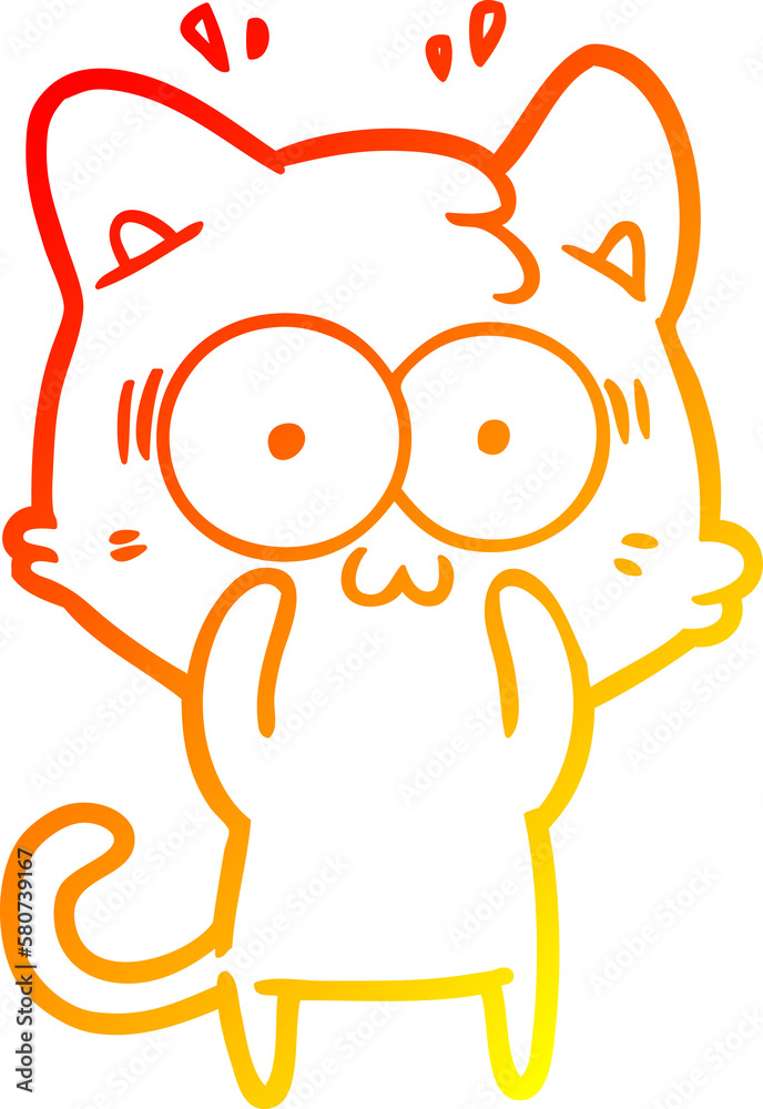 Obraz premium warm gradient line drawing cartoon surprised cat