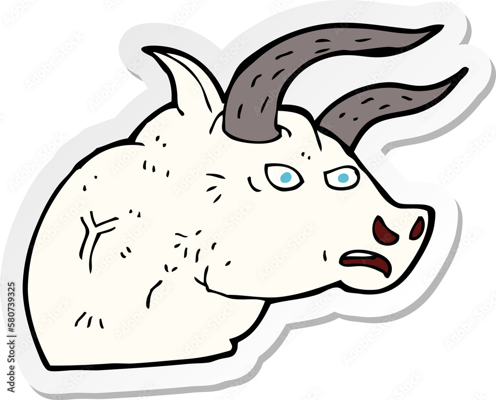 sticker of a cartoon angry bull head sticker of a cartoon angry bull head