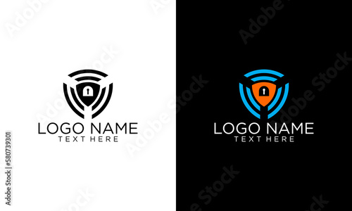 logo shield wireless signal padlock modern logo