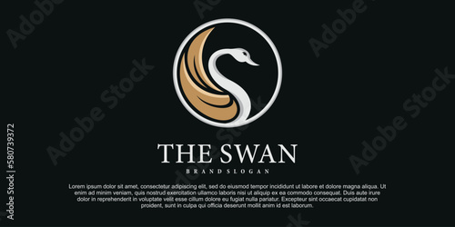 The swan logo with luxury gradient style Premium Vektor
