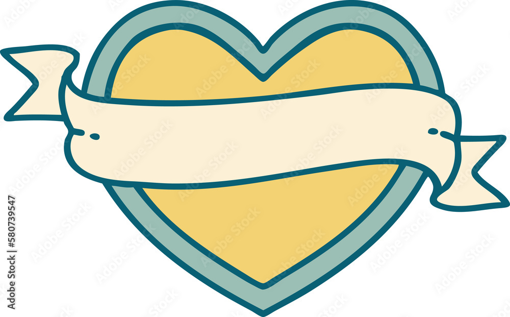 tattoo style icon of a heart and banner tattoo style icon of a heart and banner
