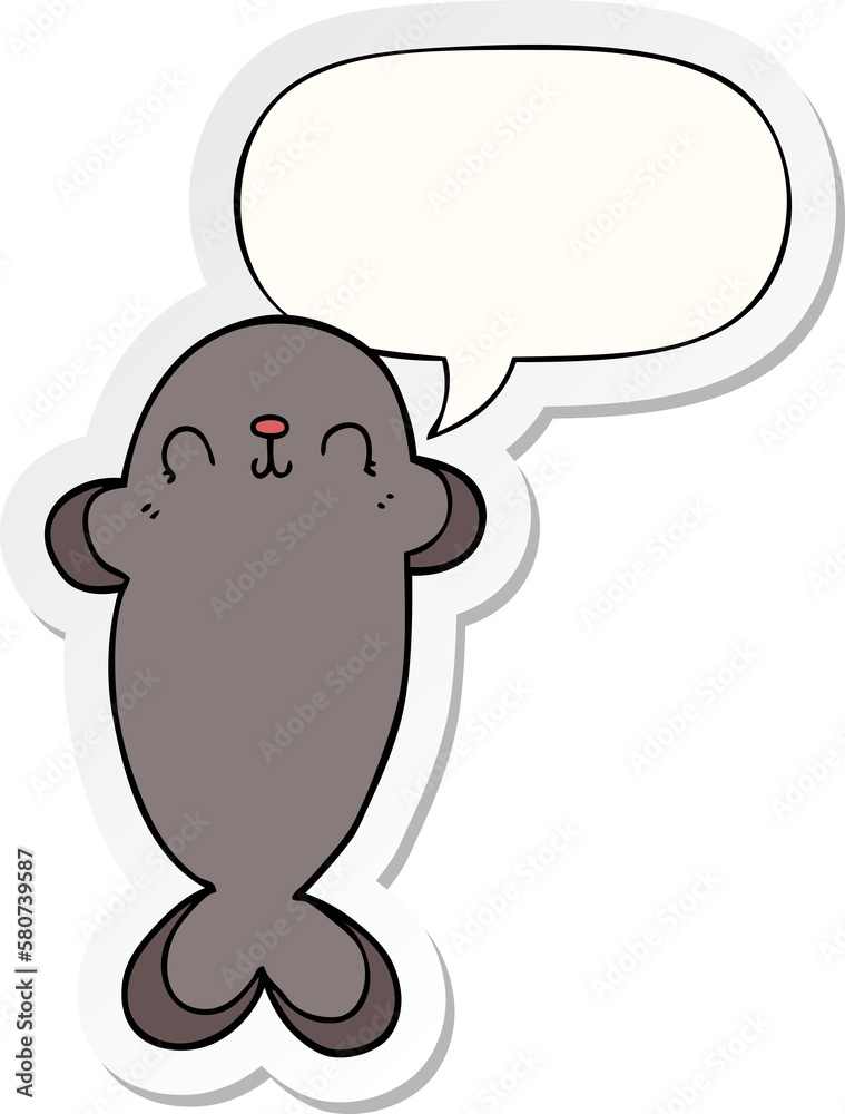 cartoon seal and speech bubble sticker cartoon seal and speech bubble sticker