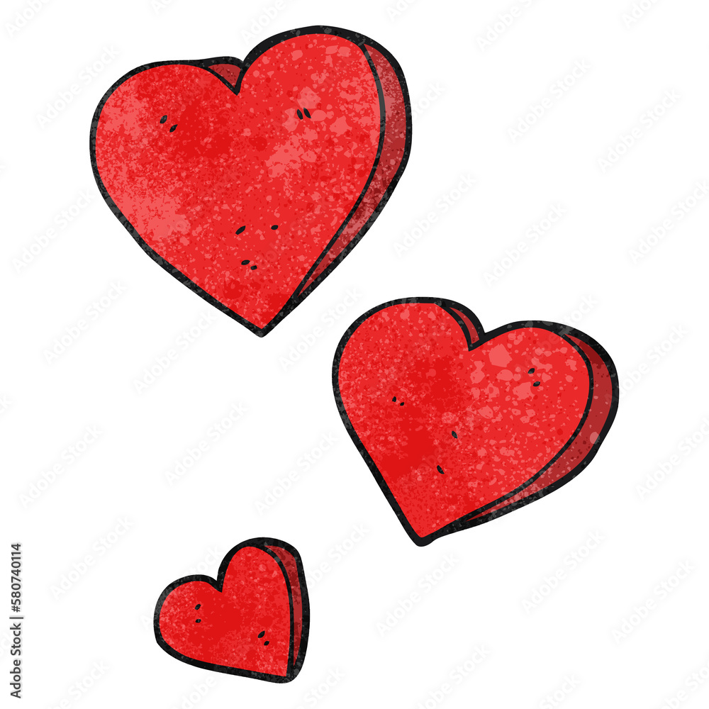 textured cartoon hearts