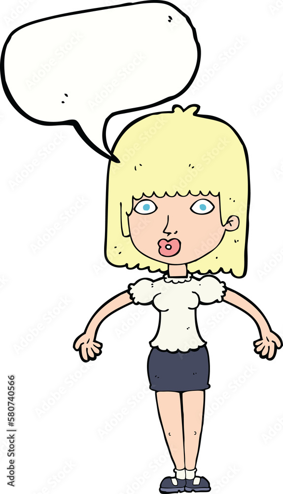 cartoon woman shrugging shoulders with speech bubble cartoon woman shrugging shoulders with speech bubble